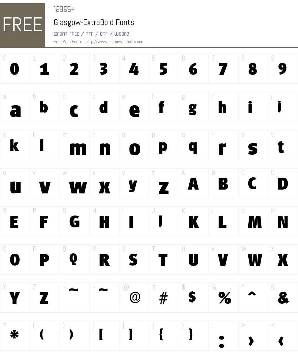 Glasgow-ExtraBold Font Screenshots