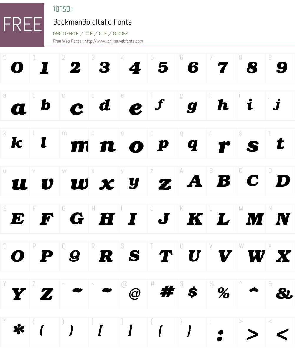 Bookman Font Screenshots