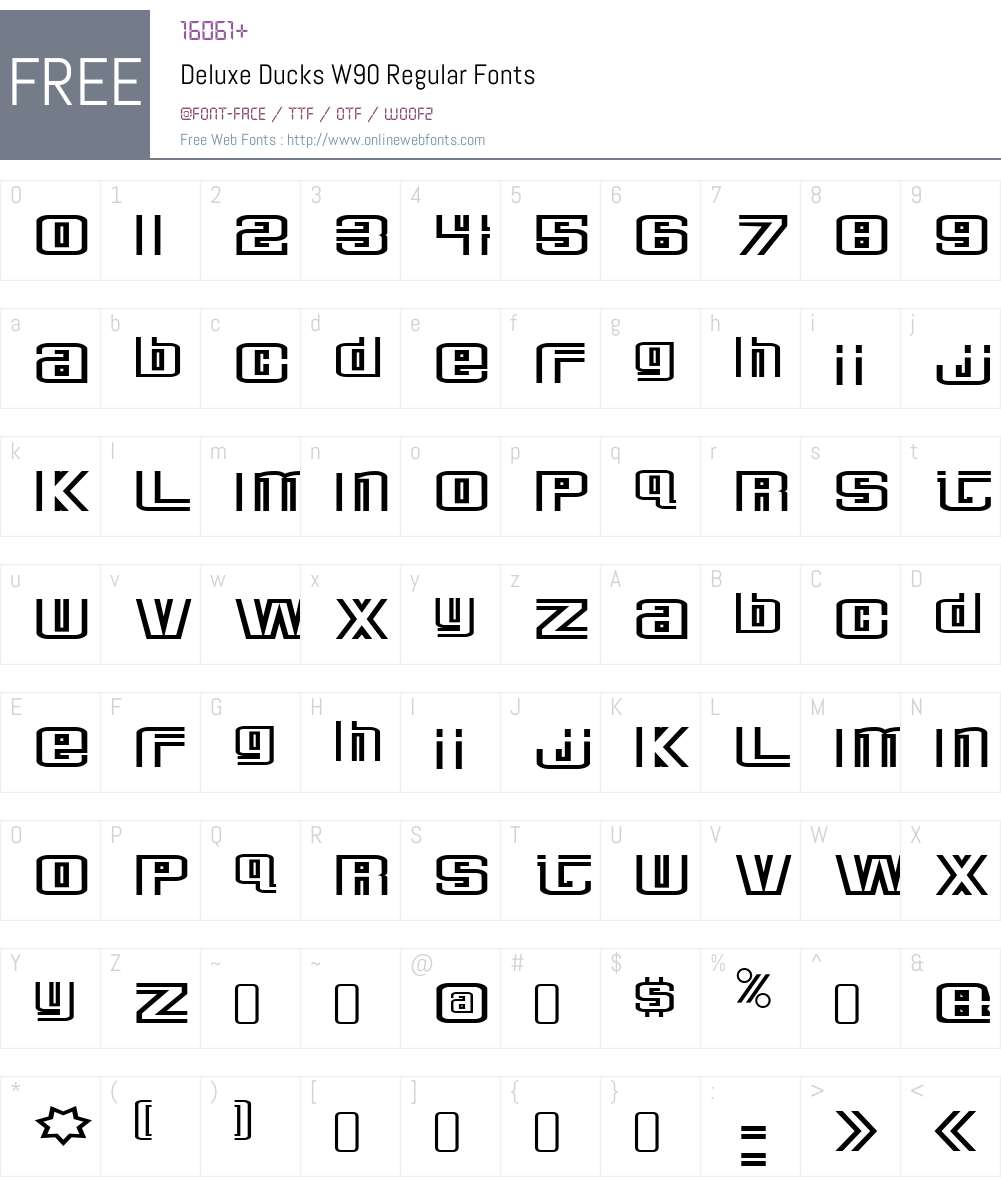 DeluxeDucksW90-Regular Font Screenshots