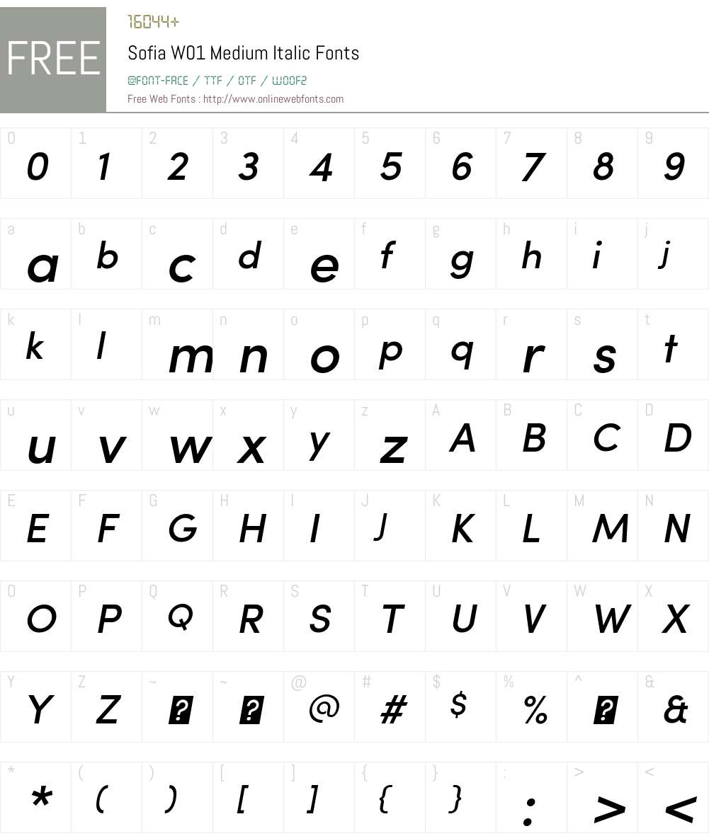 SofiaW01-MediumItalic Font Screenshots