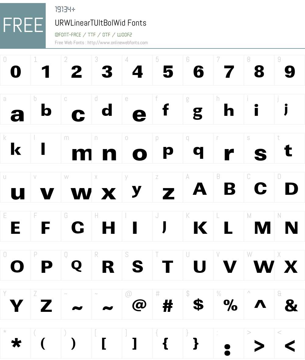 URWLinearTUltBolWid Font Screenshots