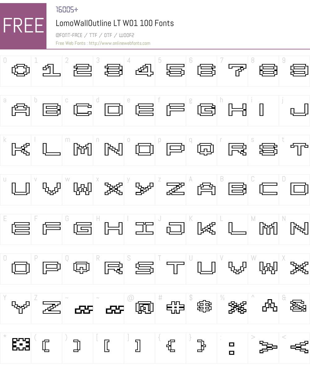 LomoWallOutlineLTW01-100 Font Screenshots