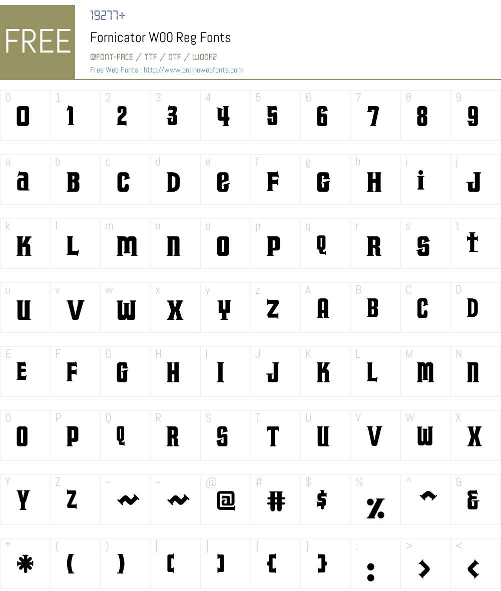 FornicatorW00-Reg Font Screenshots