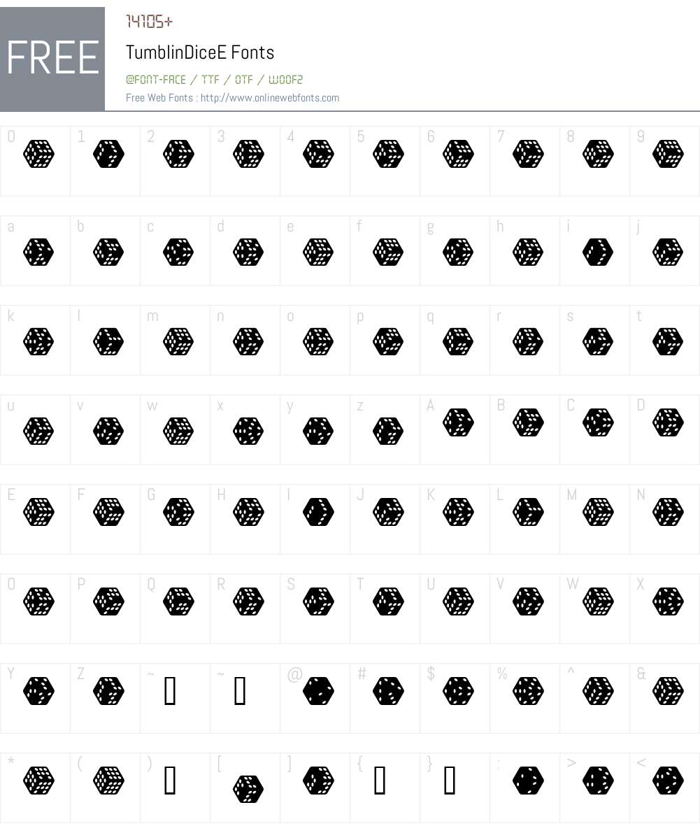TumblinDiceE Font Screenshots