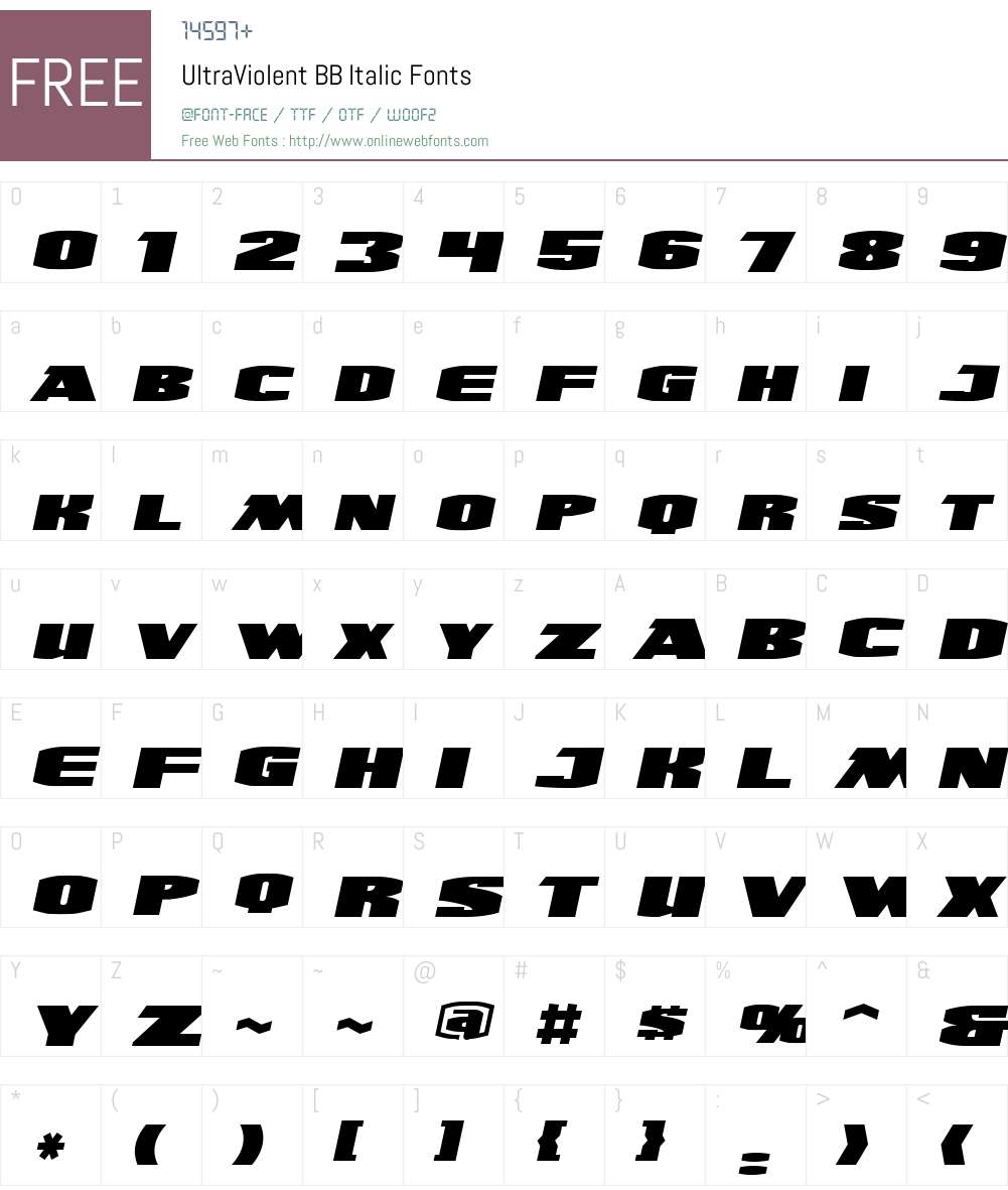 UltraViolent BB Font Screenshots