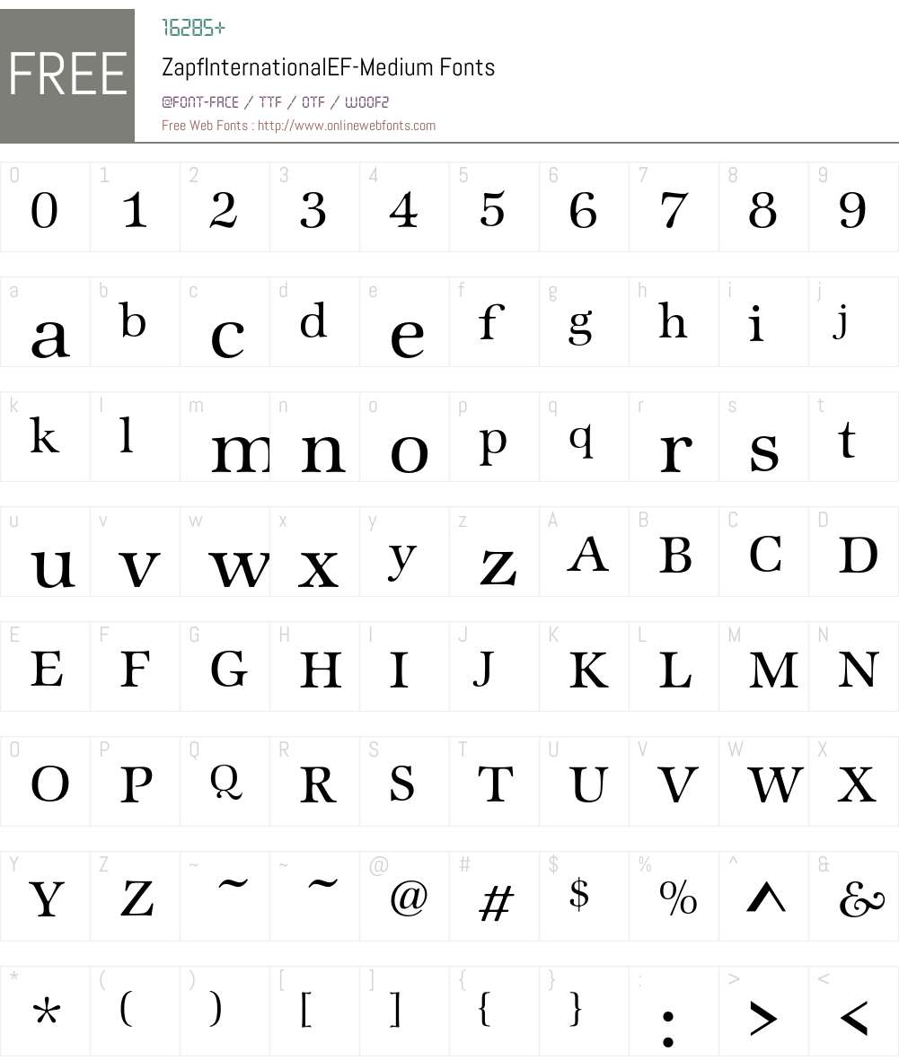 ZapfInternationalEF-Medium Font Screenshots