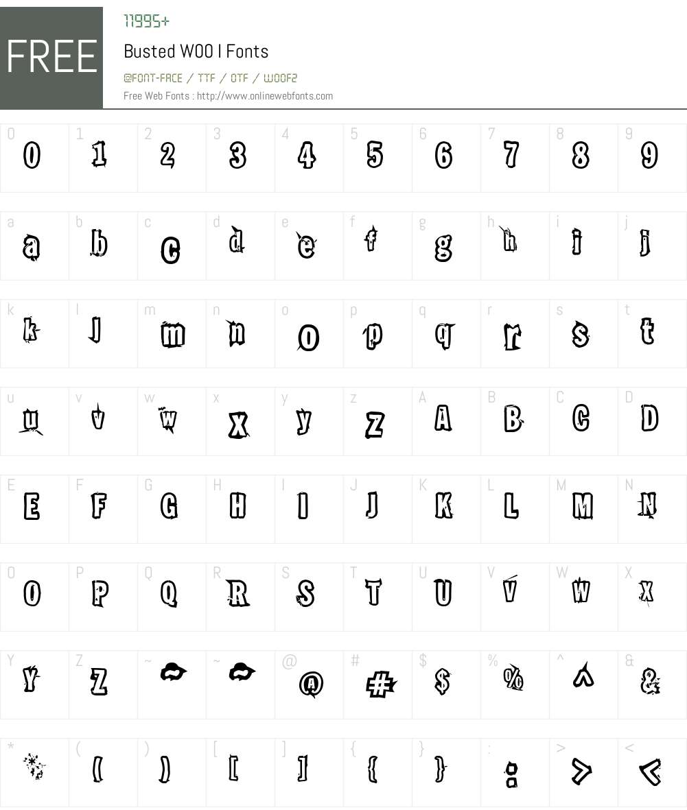 BustedW00-I Font Screenshots