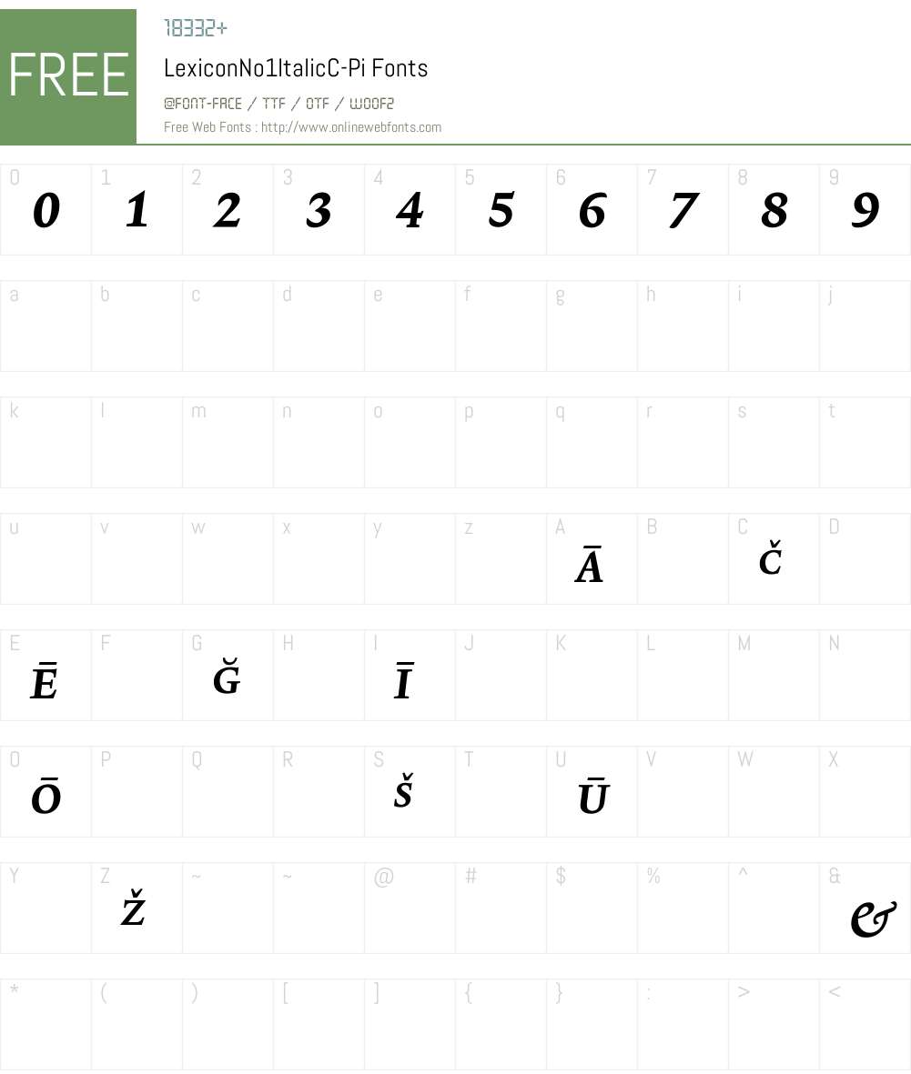 LexiconNo1ItalicC Font Screenshots