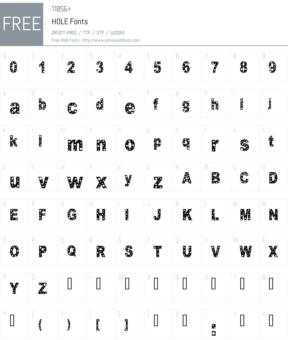 HOLE Font Screenshots