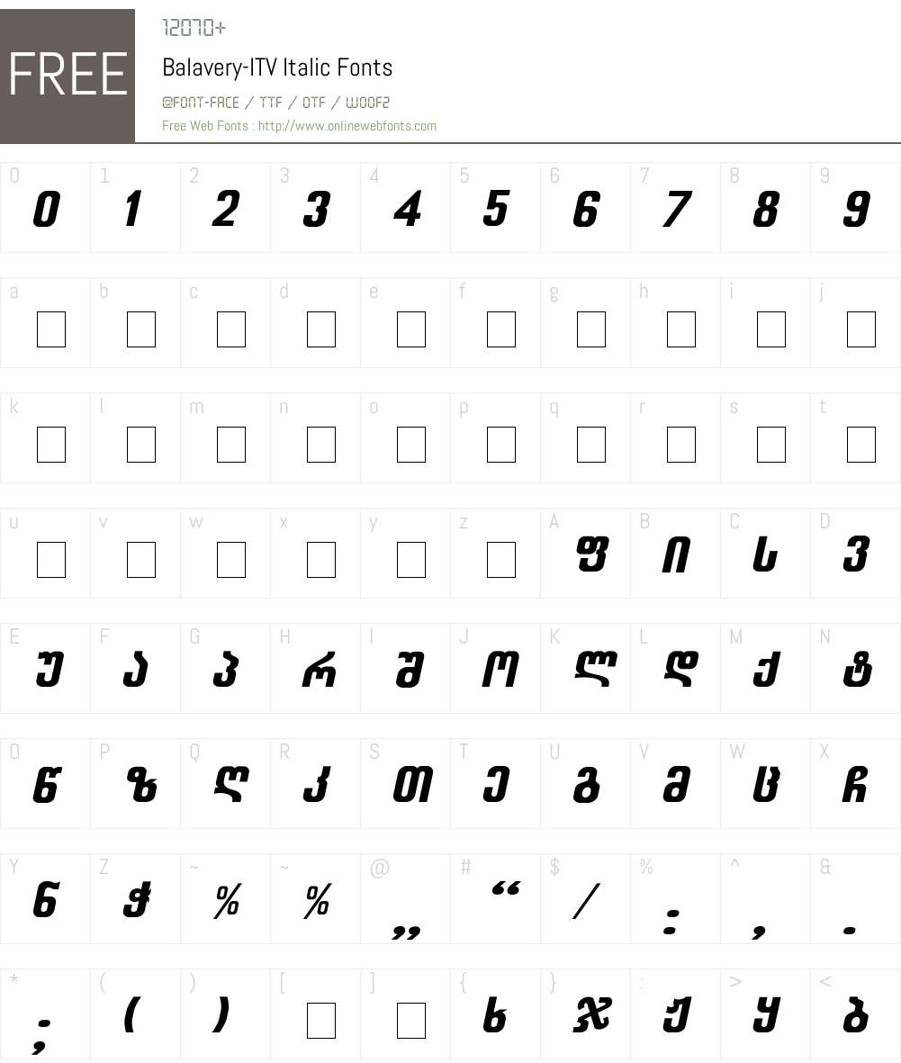 Balavery-ITV Font Screenshots