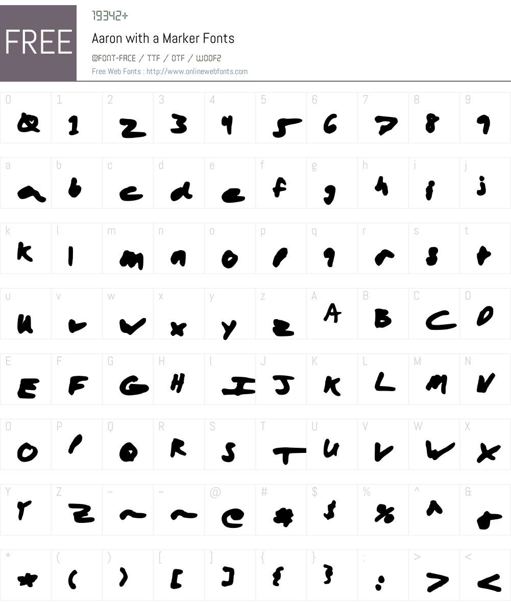 Aaron with a Marker Font Screenshots
