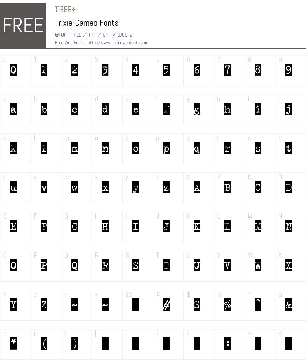 Trixie-Cameo Font Screenshots