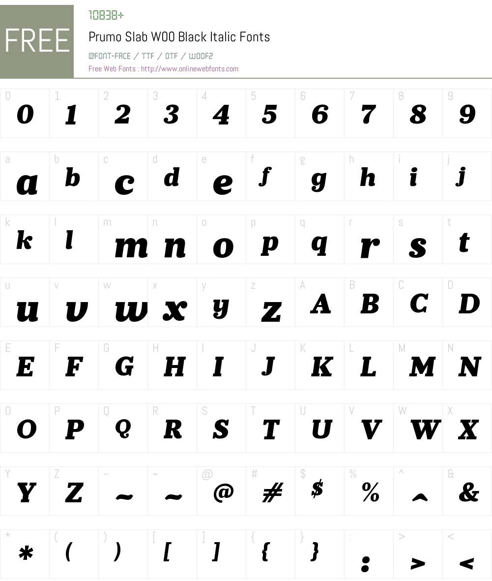 PrumoSlabW00-BlackItalic Font Screenshots