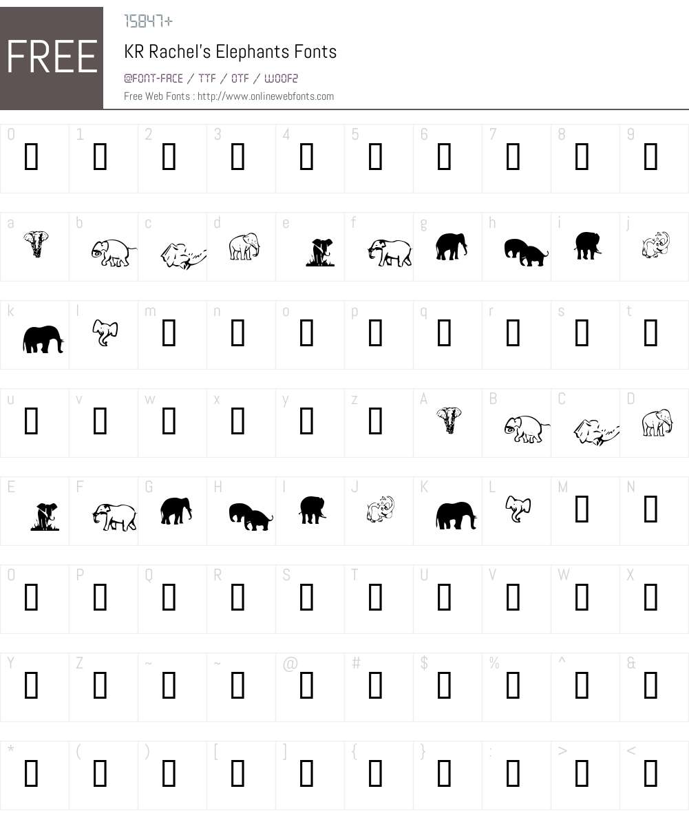 KR Rachel's Elephants Font Screenshots