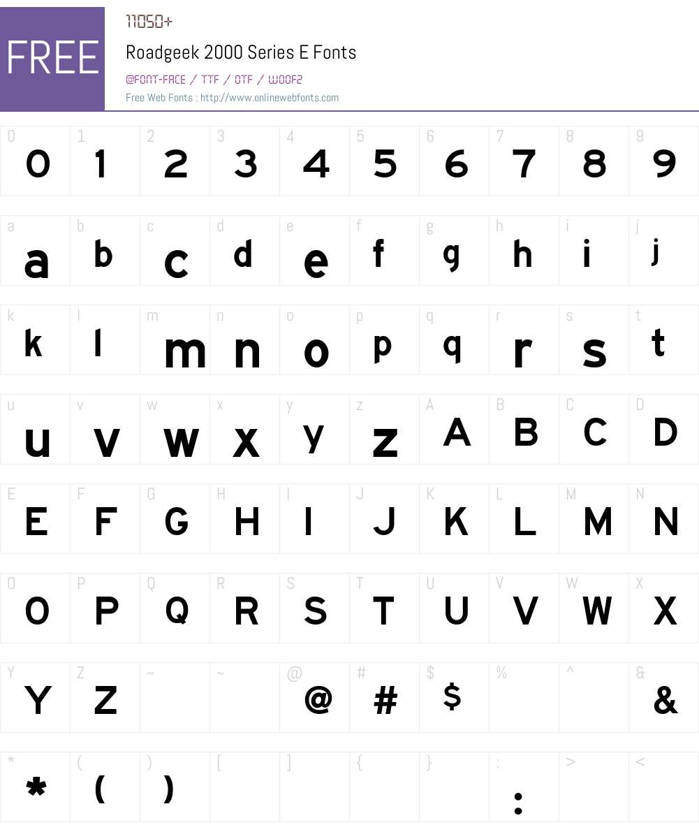 Roadgeek 2000 Series E Font Screenshots