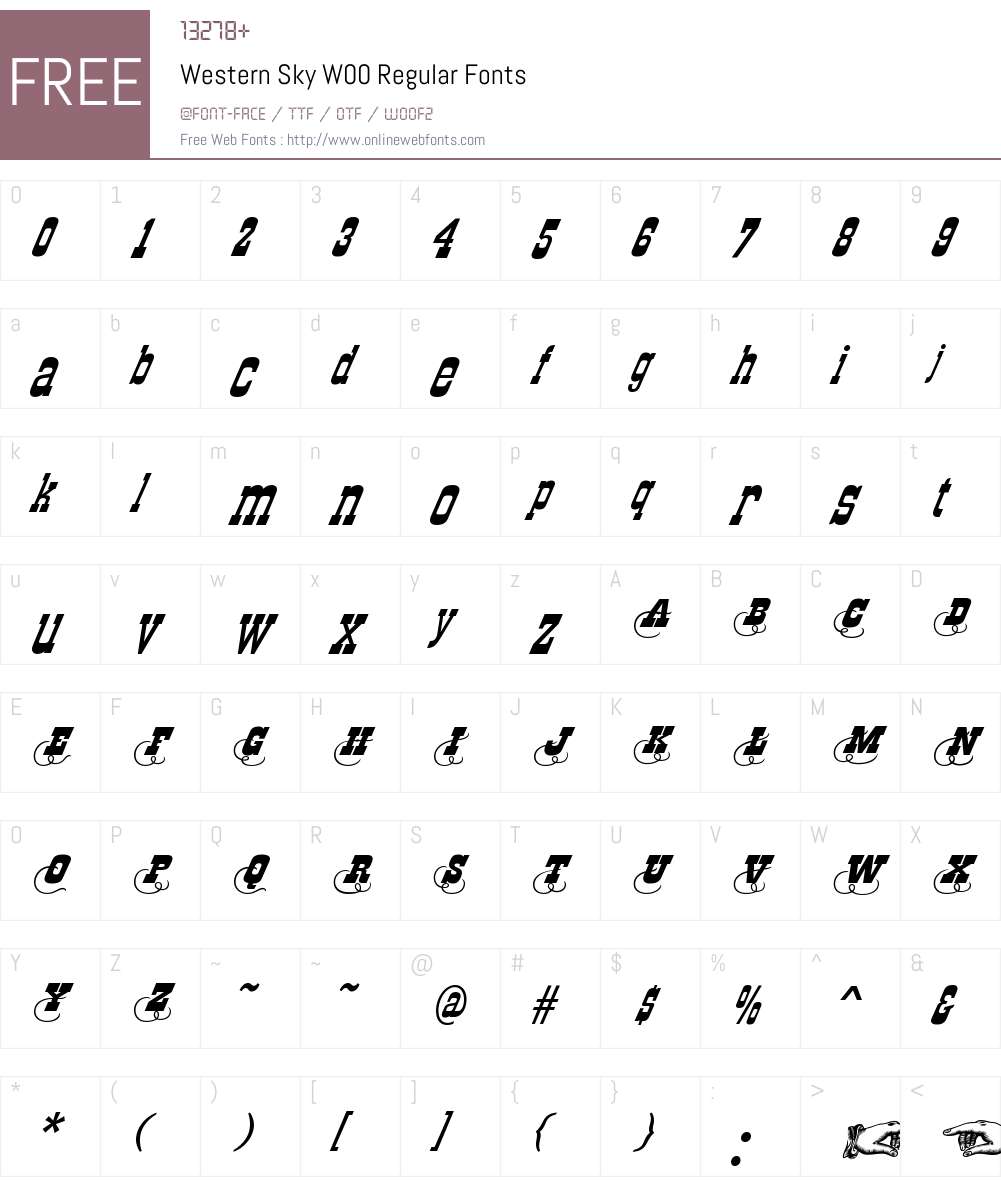 WesternSkyW00-Regular Font Screenshots