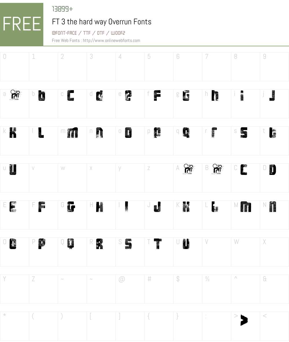FT 3 the hard way Overrun Font Screenshots