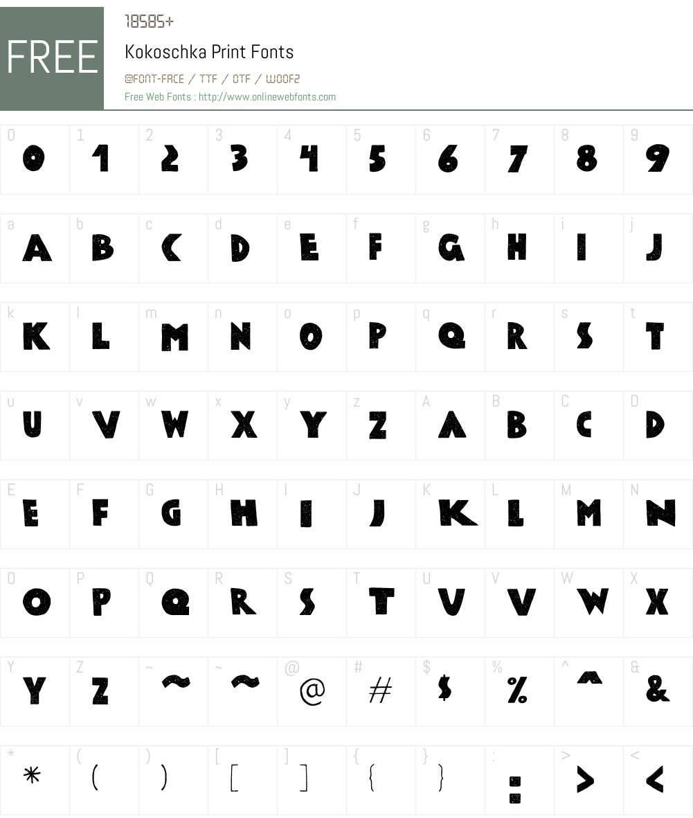 Kokoschka-Print Font Screenshots
