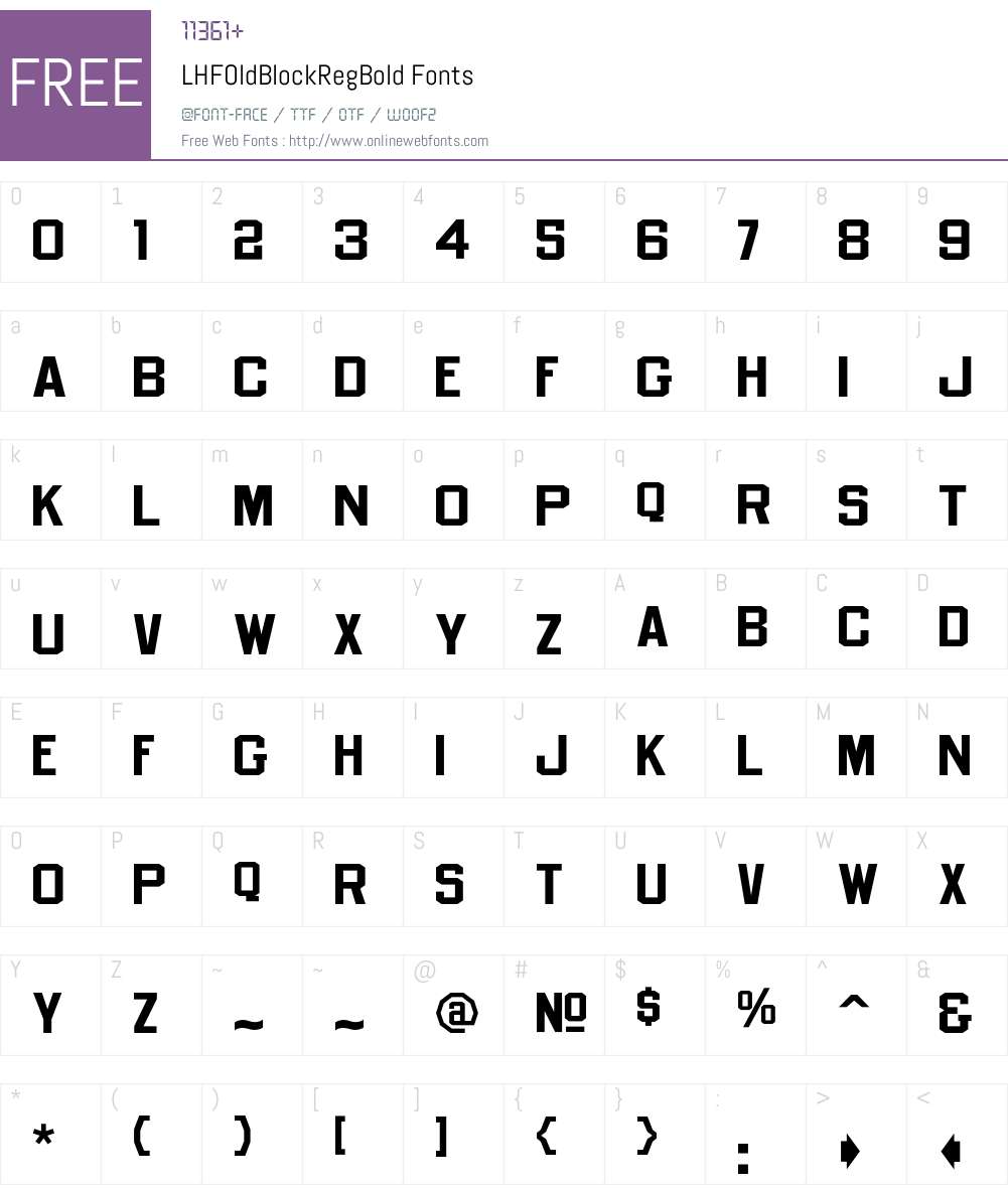 LHFOldBlockRegBold Font Screenshots