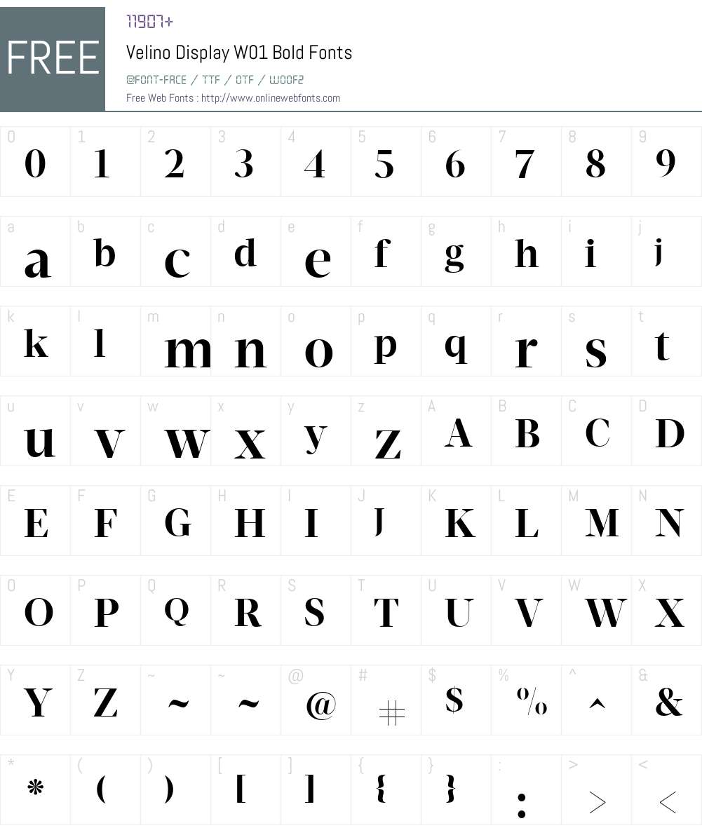 VelinoDisplayW01-Bold Font Screenshots
