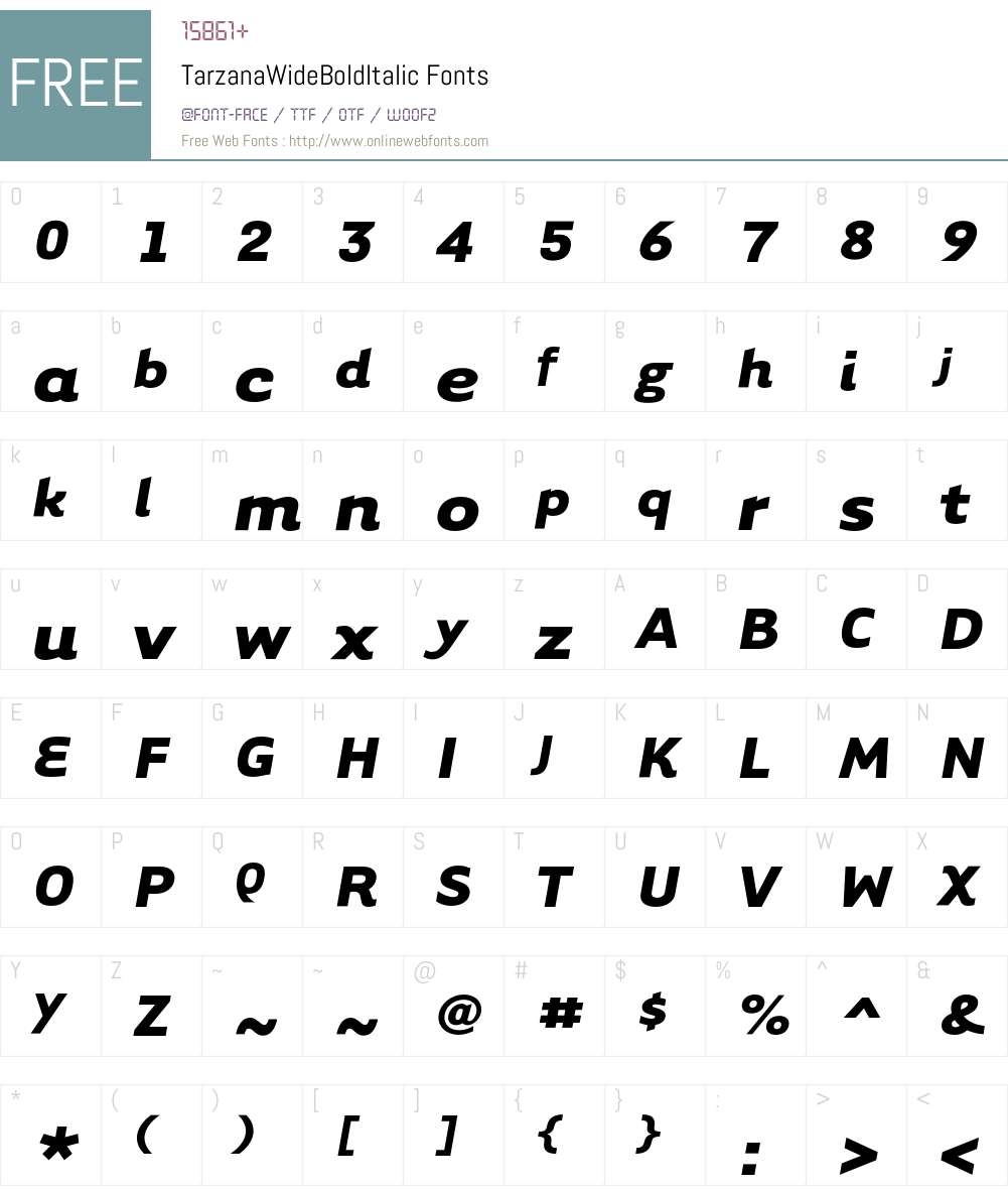 TarzanaWide Font Screenshots