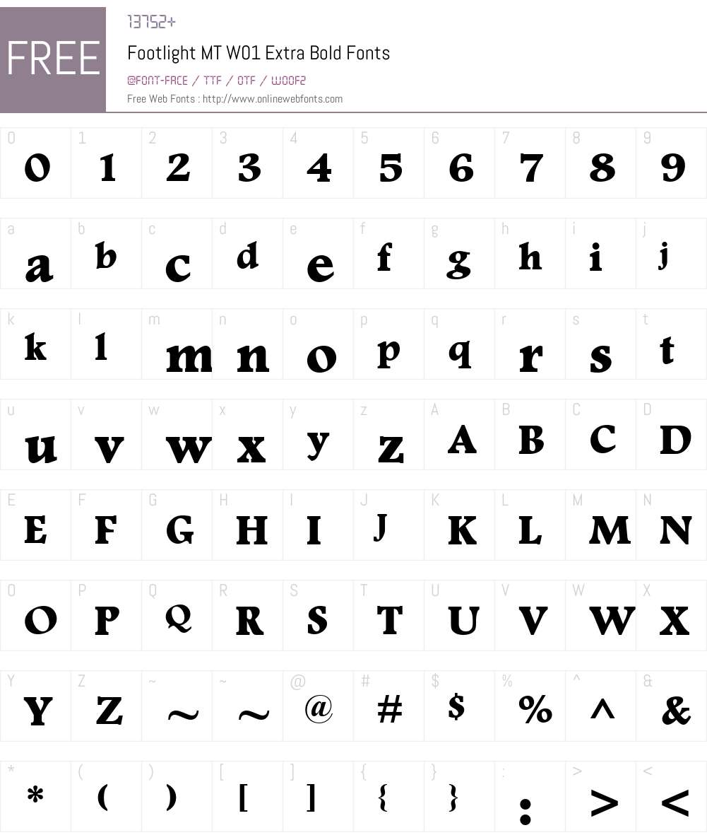 FootlightMTW01-ExtraBold Font Screenshots