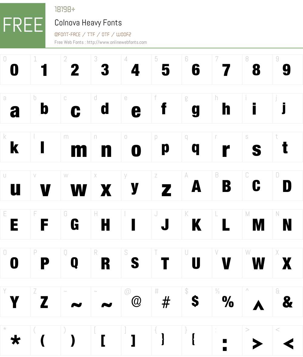 Colnova Font Screenshots
