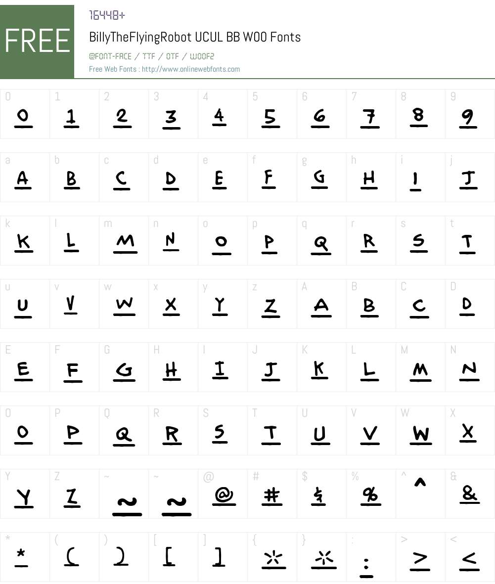 BillyTheFlyingRobotUCULBBW00 Font Screenshots