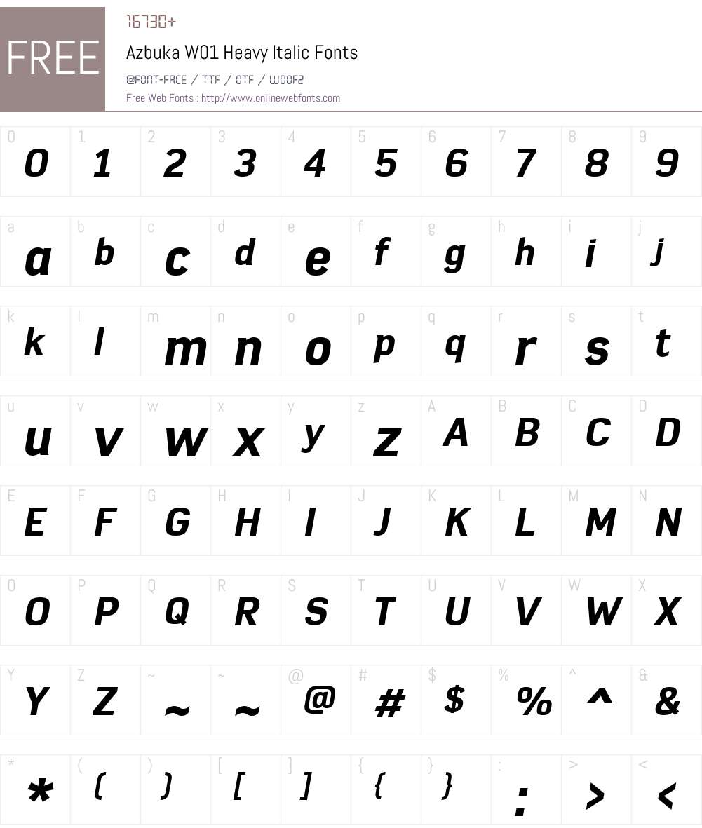 AzbukaW01-HeavyItalic Font Screenshots