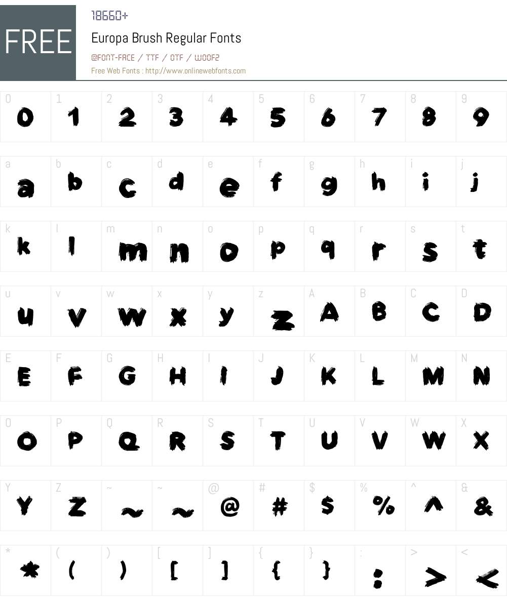 Europa Brush Font Screenshots