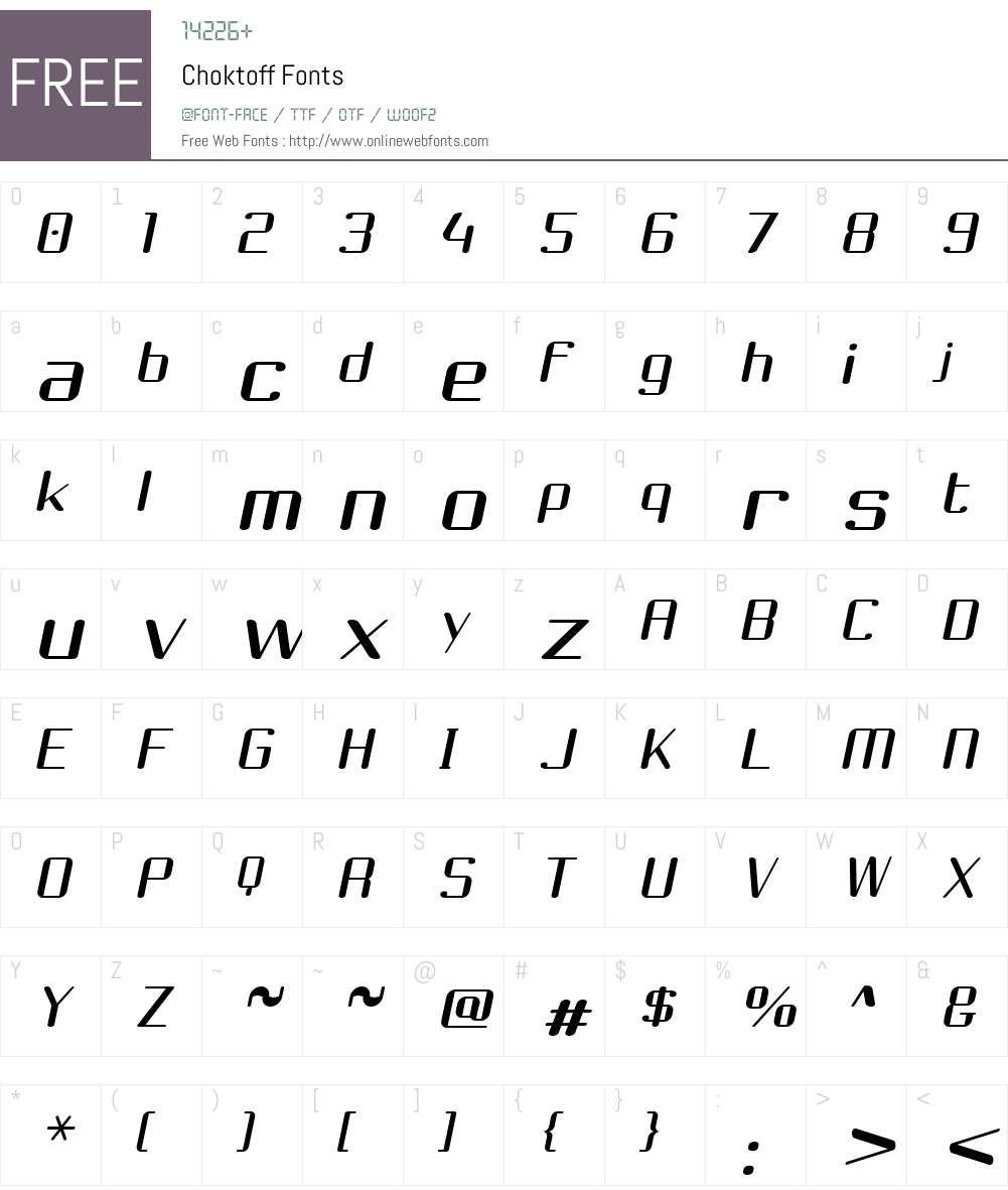 Choktoff Font Screenshots