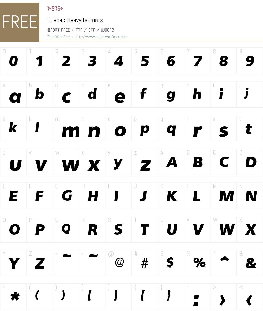 Quebec-HeavyIta Font Screenshots