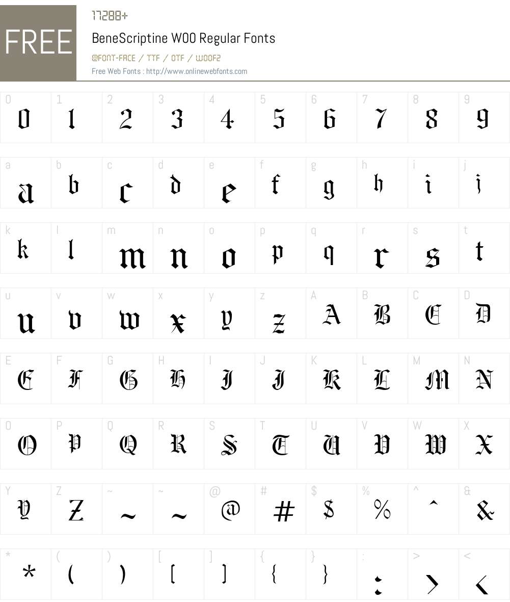 BeneScriptineW00-Regular Font Screenshots