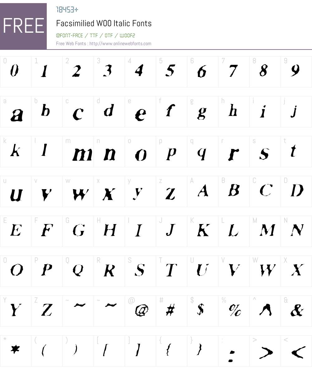 FacsimiliedW00-Italic Font Screenshots