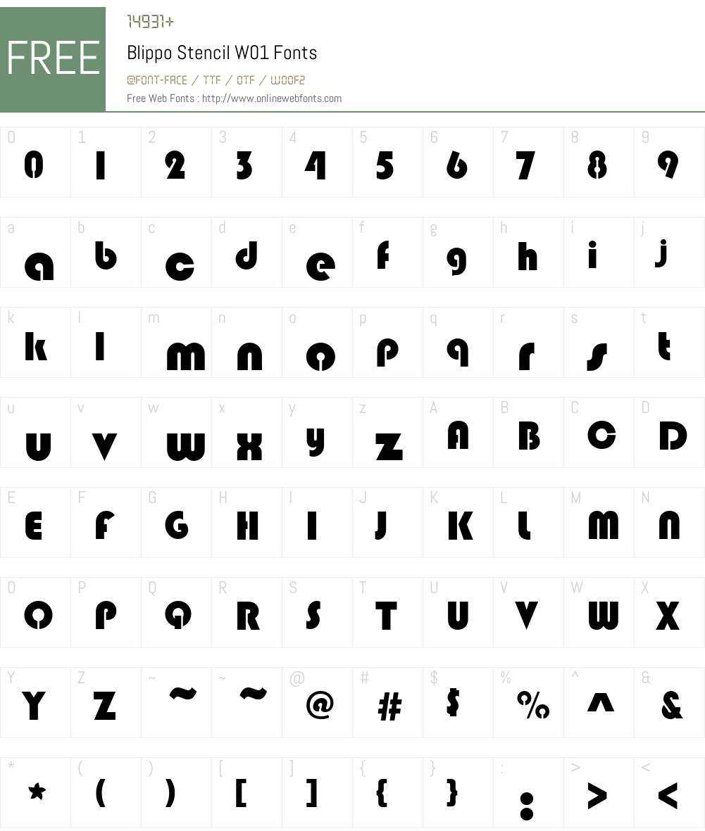 BlippoStencilW01 Font Screenshots