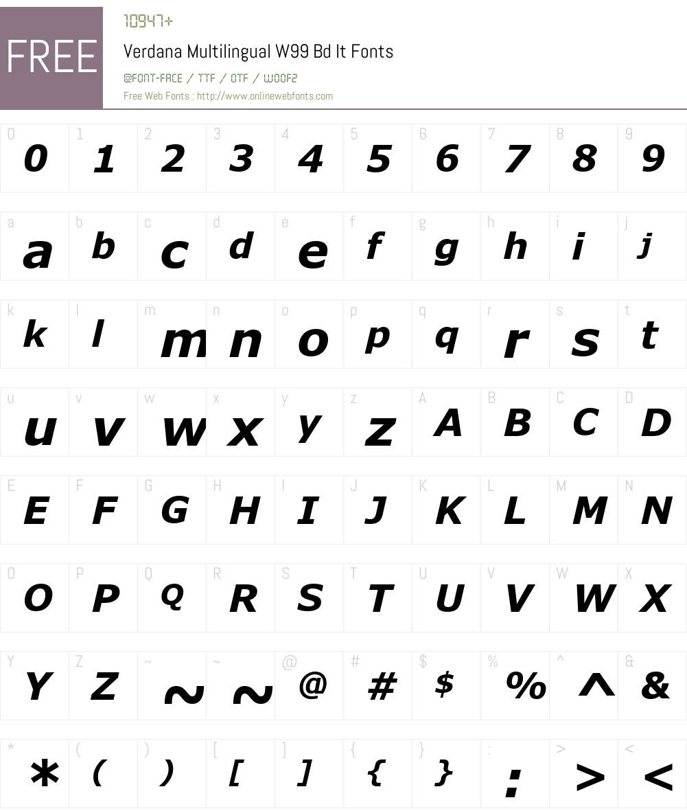 Verdana Font Screenshots