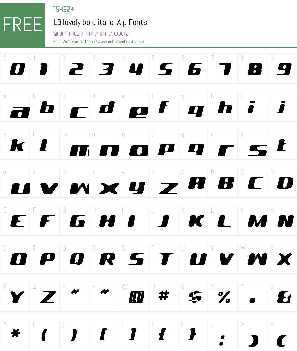 LBIlovely bold italic Font Screenshots
