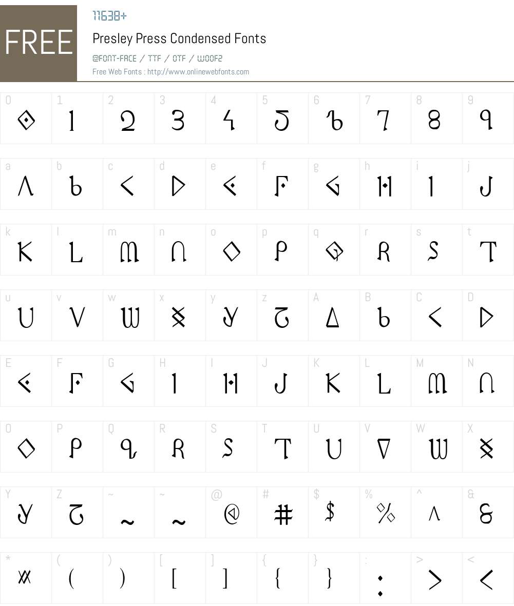 Presley Press Condensed Font Screenshots