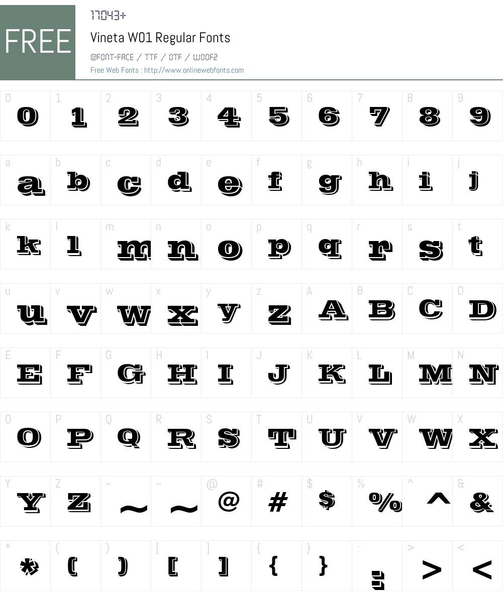 VinetaW01-Regular Font Screenshots