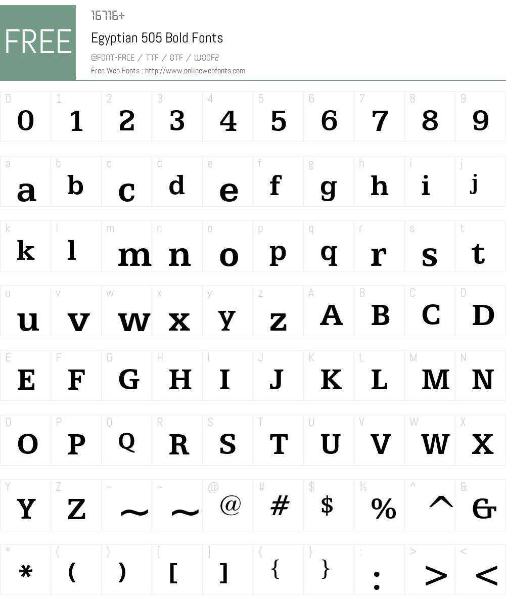 Egyptian 505 Font Screenshots