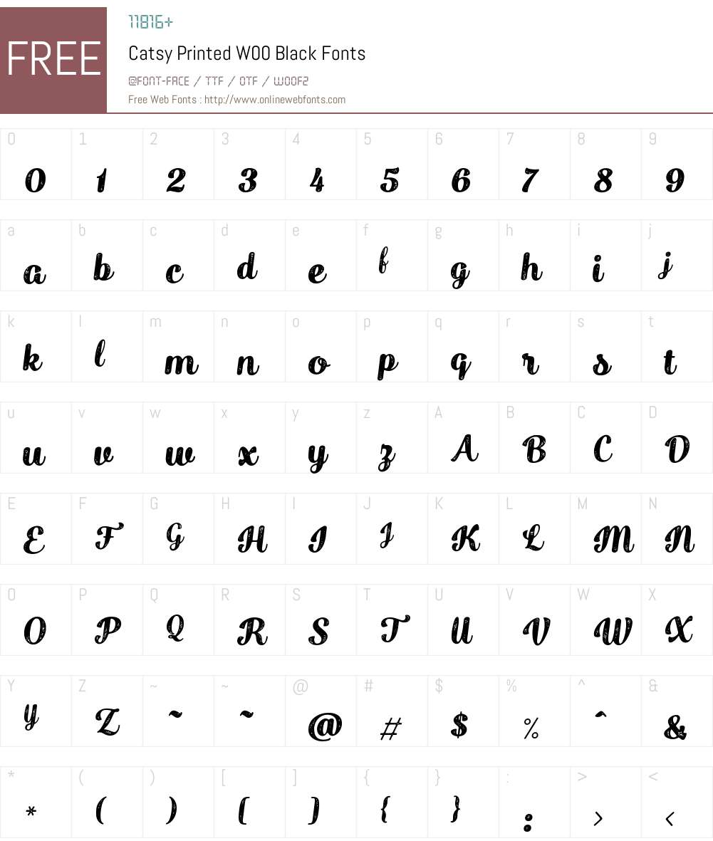 Catsy Printed Font Screenshots