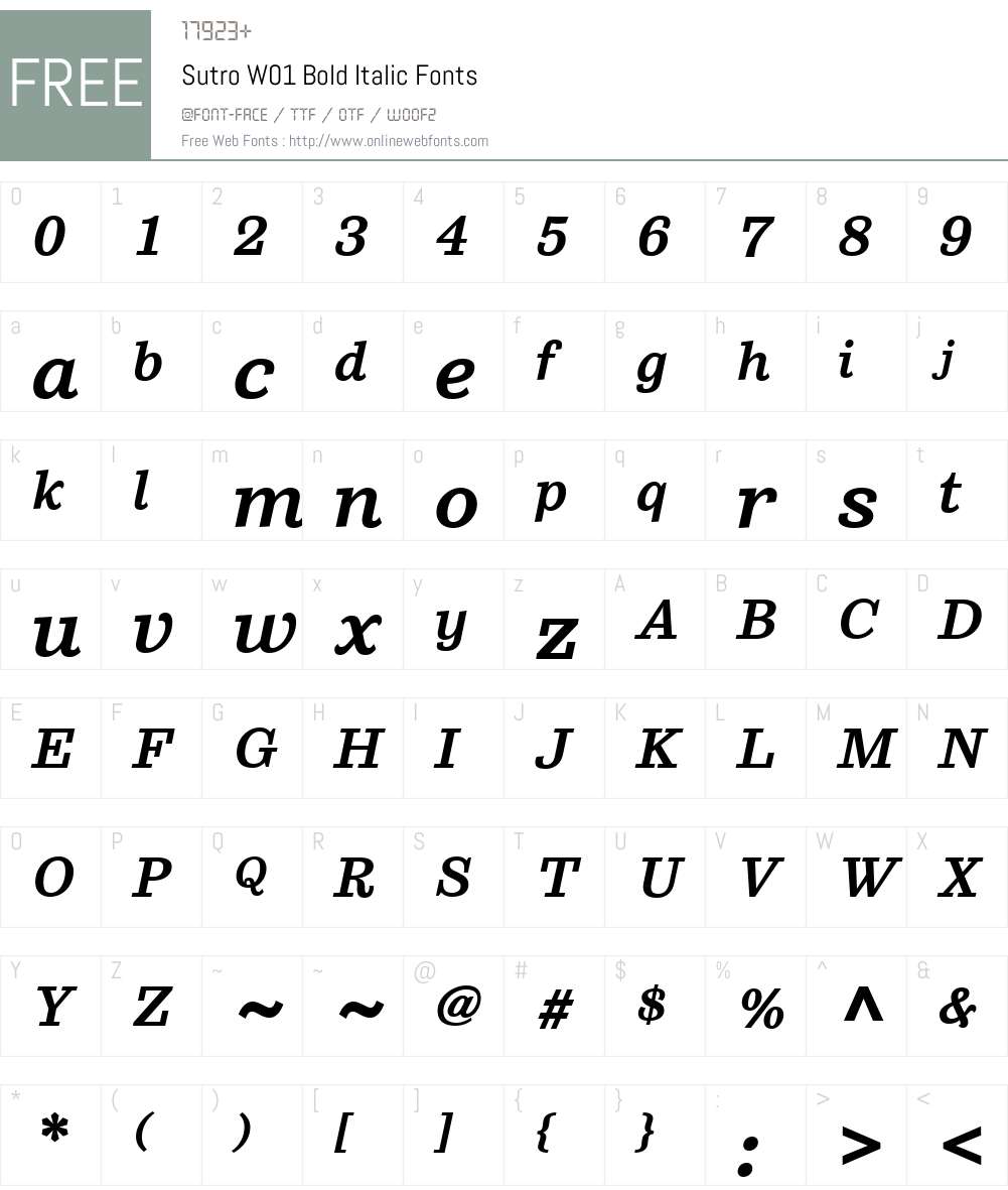 SutroW01-BoldItalic Font Screenshots