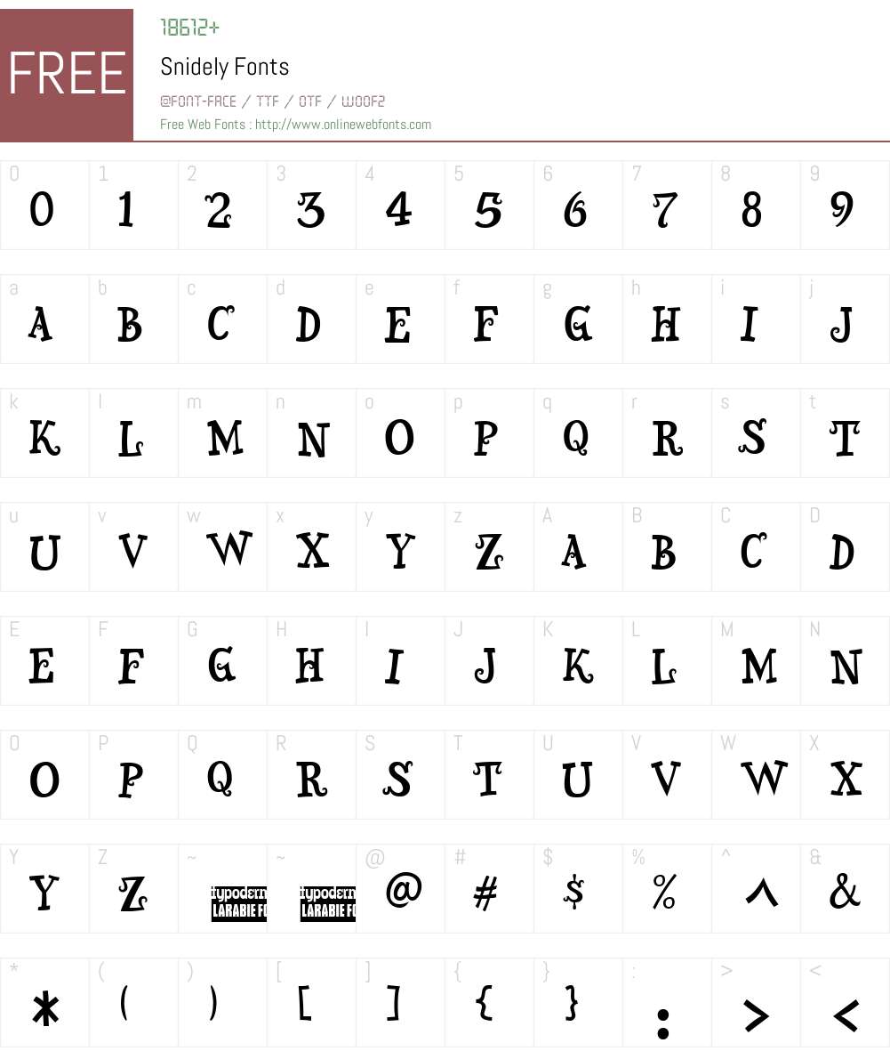 Snidely Font Screenshots