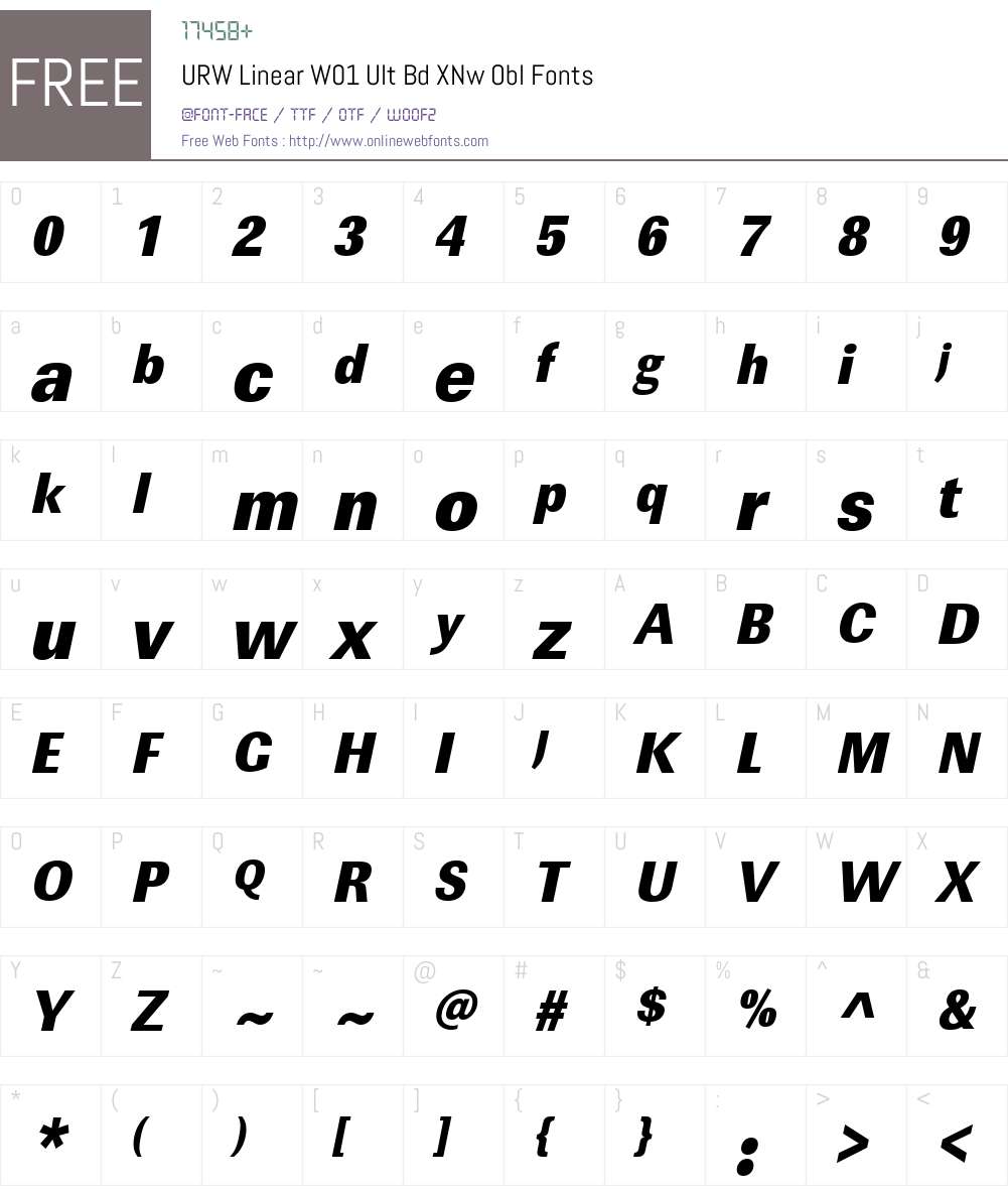 URWLinearW01-UltBdXNwObl Font Screenshots