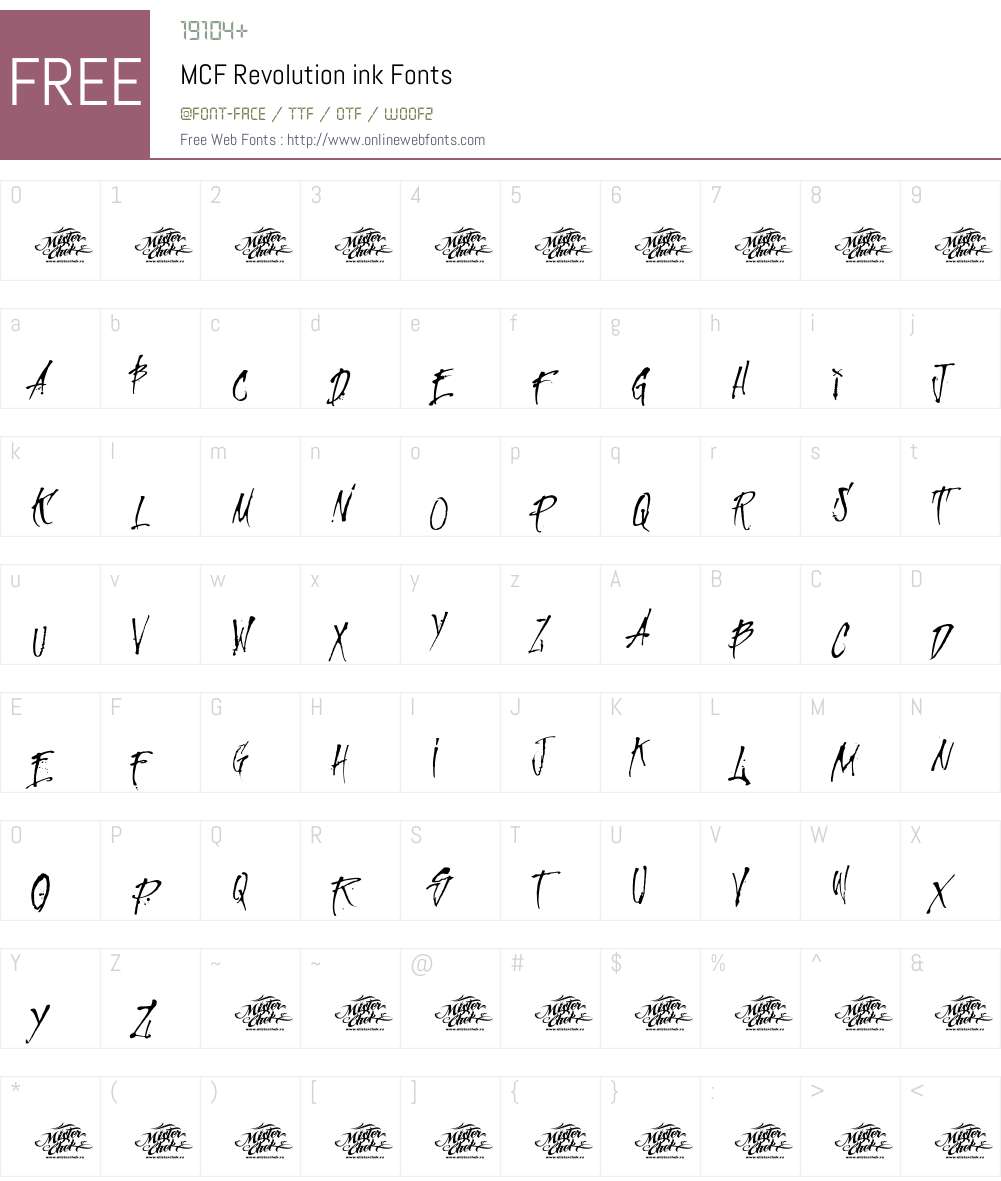 MCF Revolution ink Font Screenshots