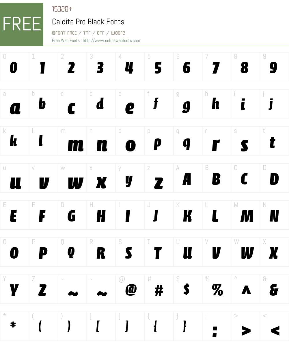 Calcite Pro Font Screenshots
