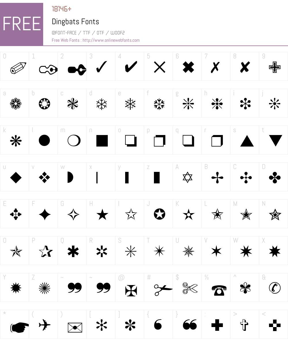 Dingbats 001.005 Fonts Free Download - OnlineWebFonts.COM