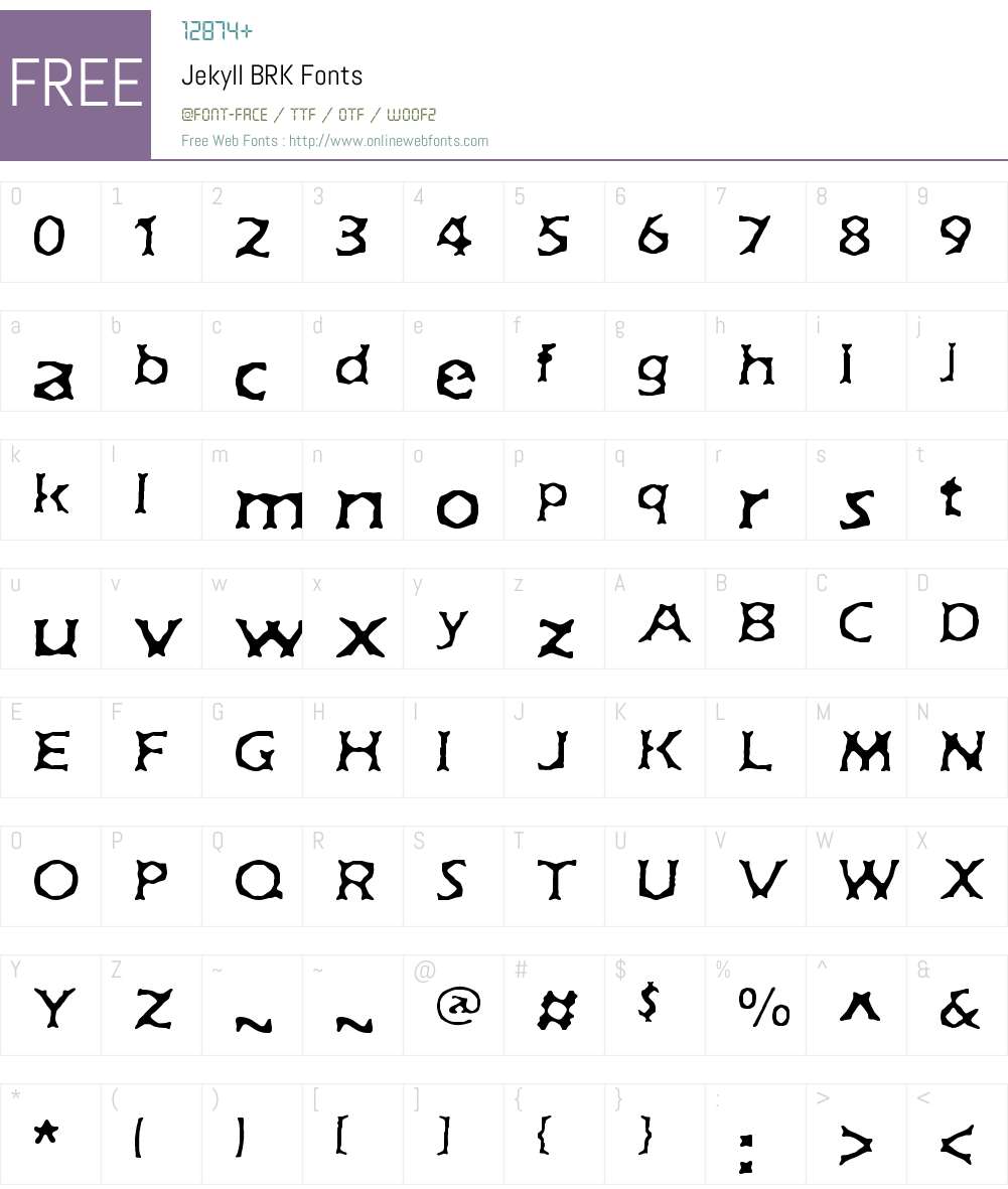 Jekyll BRK Font Screenshots