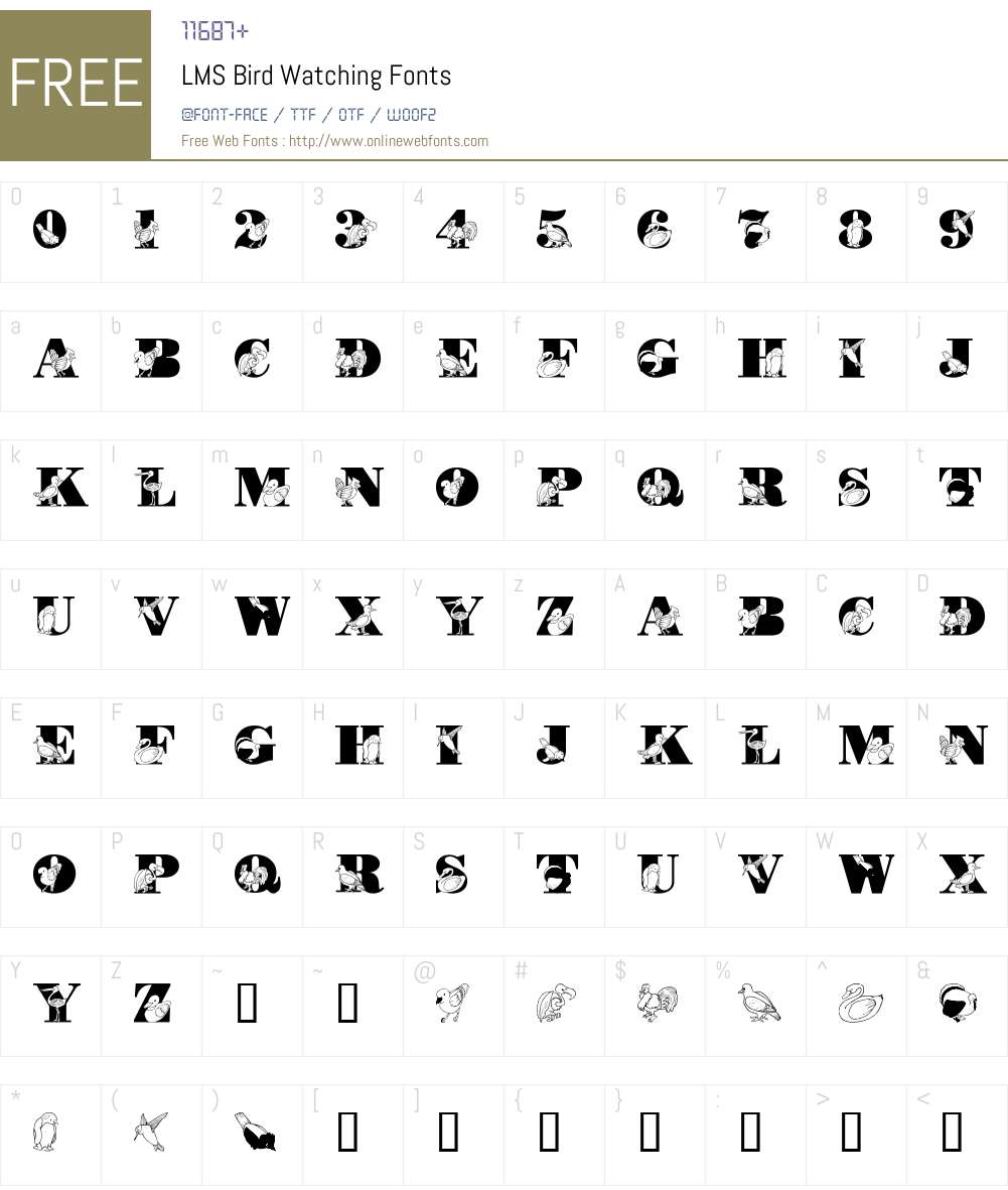 LMS Bird Watching Font Screenshots