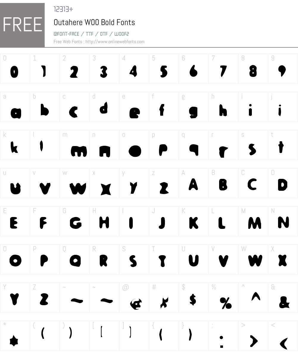 OutahereW00-Bold Font Screenshots